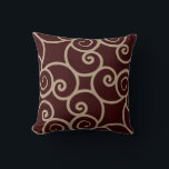 Brown background taupe and abstract pattern pillow<br><div class="desc">abstract swirl,  dark taupe and brown chocolate pillow Design by Sandy Closs</div>