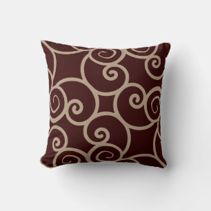 Brown background taupe and abstract pattern pillow