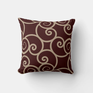 Brown background taupe and abstract pattern pillow