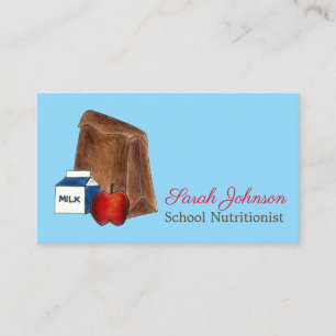 Brown Bag School Lunch Lady Nutritionist Teacher Business Card