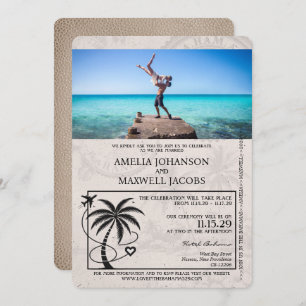 Brown Bahamas Passport Wedding Invitation