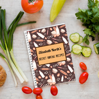 Brown Baking Pattern Recipe Notebook