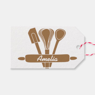 Brown Baking Tools Personalised Name Gift Tags