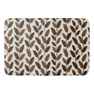 Brown Banana Leaf Bath Mat Neutral Botanical Decor