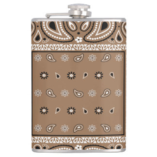 Brown Bandanna Paisley Country Hip Hop Cowboy Flask