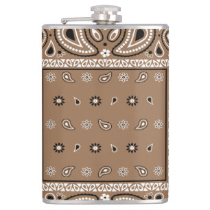 Brown Bandanna Paisley Country Hip Hop Cowboy Hip Flask