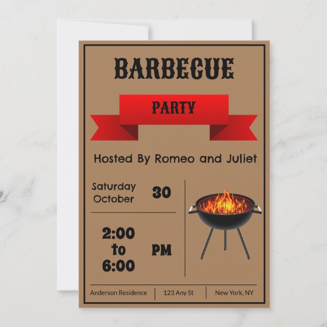 Brown Barbecue Party Invitation (Front)