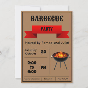 Brown Barbecue Party Invitation