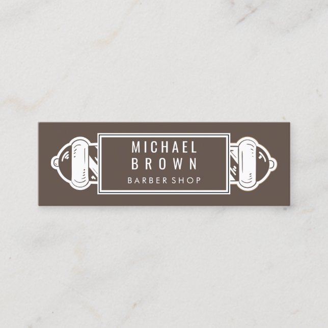 brown Barber Pole | Barber | Hair Stylist Mini Business Card (Front)