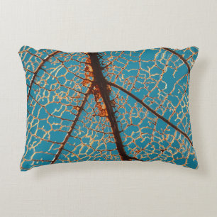 Brown bare tree under blue sky in the morning decorative cushion