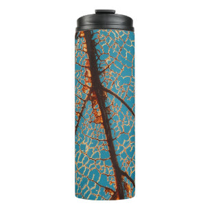 Brown bare tree under blue sky in the morning thermal tumbler