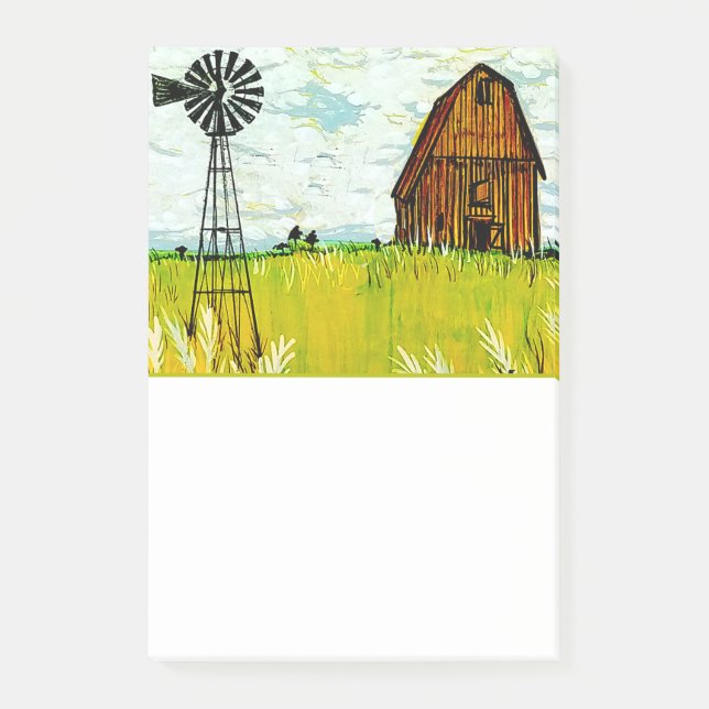 Brown Barn Summer Landscape Post-It Notes (Front)