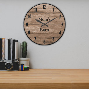 Brown Barnwood Style Customisable Rustic Look Large Clock