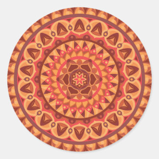 Brown Base Mandala Classic Round Sticker