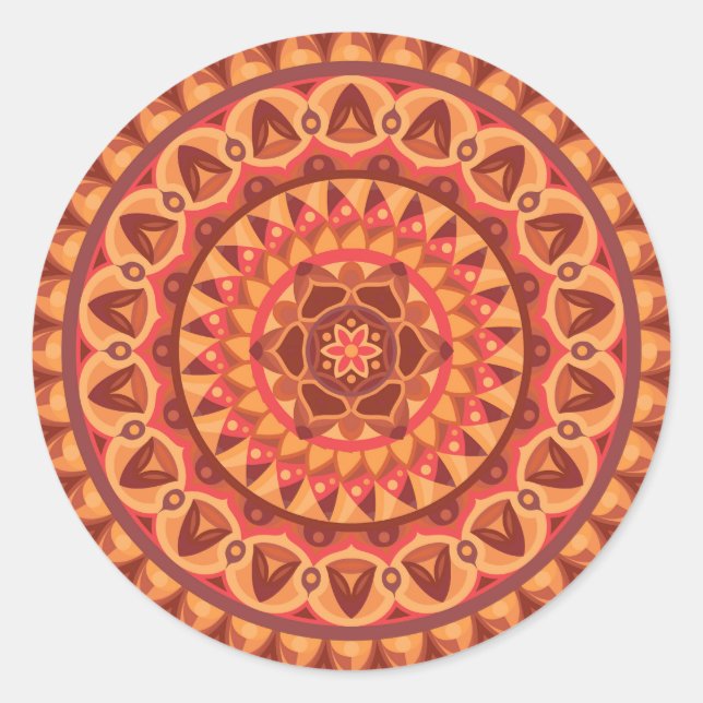 Brown Base Mandala Classic Round Sticker (Front)