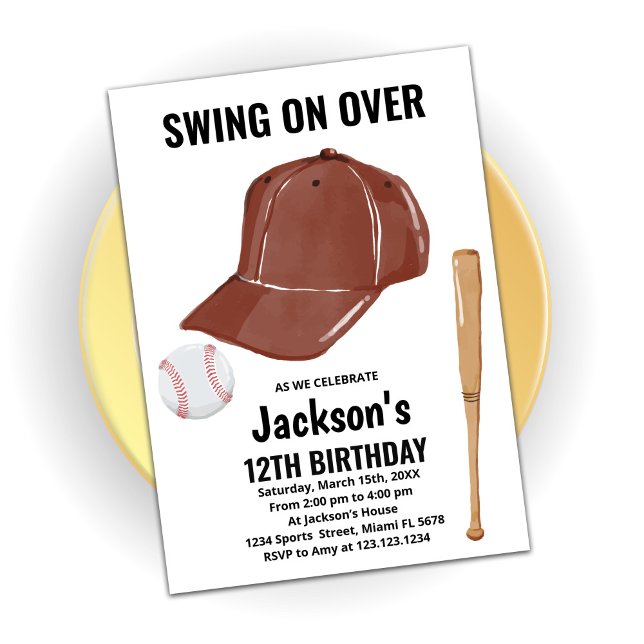 Brown Baseball Birthday Invitations (Creator Uploaded)