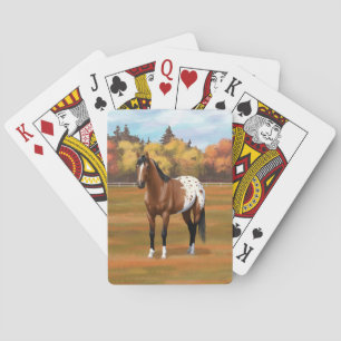 Brown Bay Appaloosa Horse in Autumn Pasture Playing Cards