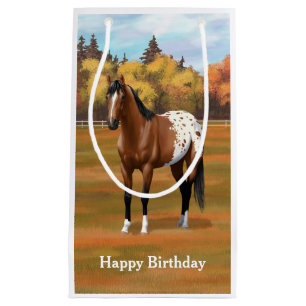 Brown Bay Appaloosa Horse in Autumn Pasture Small Gift Bag