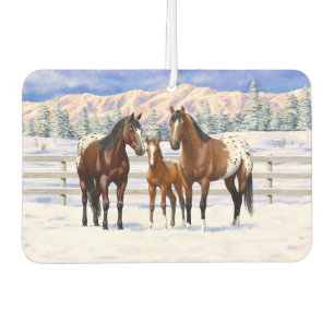 Brown Bay Appaloosa Horses In Snow Car Air Freshener