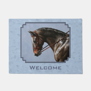 Brown Bay Oldenburg Horse Portrait Doormat