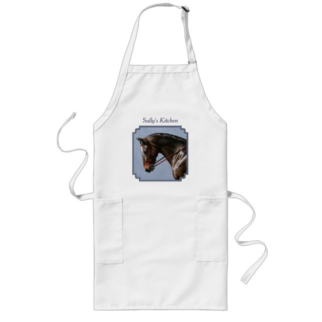 Brown Bay Oldenburg Horse Portrait Long Apron (Front)