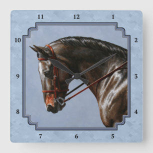Brown Bay Oldenburg Horse Portrait Square Wall Clock
