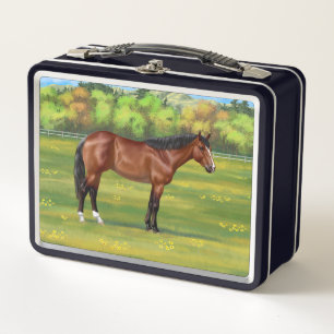 Brown Bay Quarter Horse Metal Lunch Box