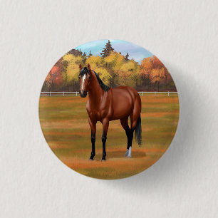 Brown Bay Quarter Horse Stallion 3 Cm Round Badge