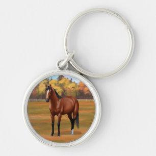 Brown Bay Quarter Horse Stallion Key Ring