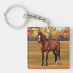 Brown Bay Quarter Horse Stallion Key Ring