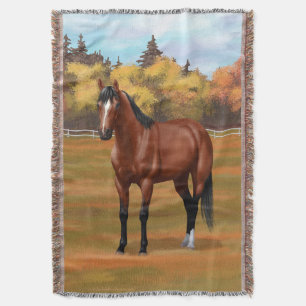 Brown Bay Quarter Horse Stallion Throw Blanket
