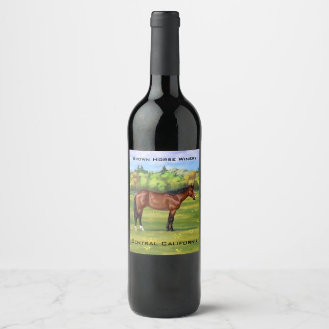 Brown Bay Quarter Horse Wine Label (Front)