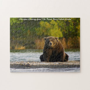 Brown Bear Alaska. Christmas Greetings Jigsaw Puzzle