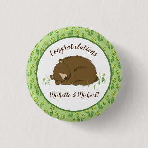 Brown Bear Baby Shower Woodland Animals 3 Cm Round Badge