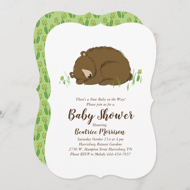 Brown Bear Baby Shower Woodland Animals Invitation (Front/Back)