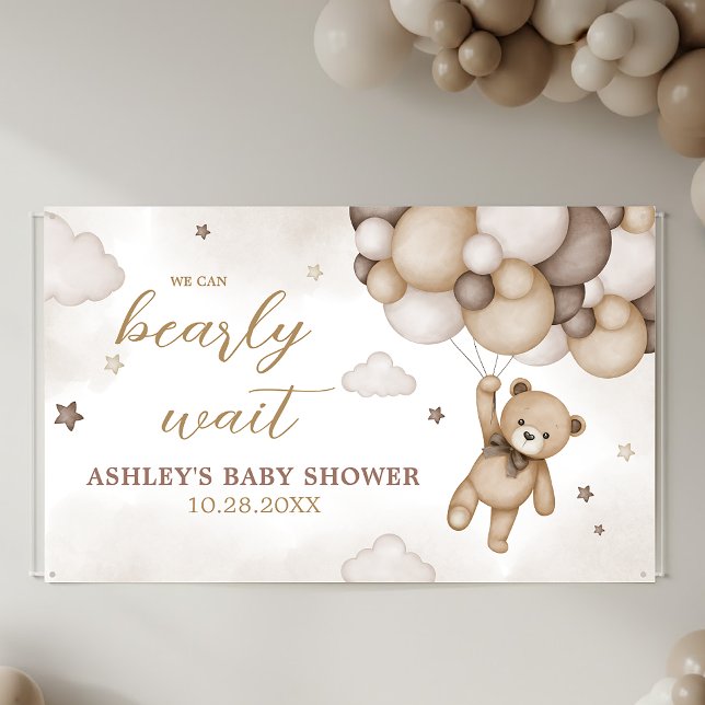 Brown Bear Balloon Baby Shower Banner (Brown Bear Balloon Baby Shower Banner)