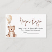 Brown Bear Balloon Baby Shower Diaper Raffle