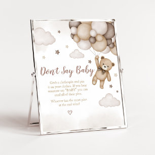 Brown Bear Balloon Baby Shower Don't Say Baby Poster