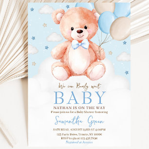 Brown Bear Balloon Baby Shower Invitation