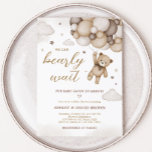 Brown Bear Balloon Baby Shower Invitation<br><div class="desc">Welcome your little one with our heartwarming We Can Bearly Wait Baby Shower Invitation Printable. Personalise to share the joy with your loved ones!

BS508</div>