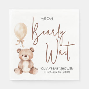 Brown Bear Balloon Baby Shower Napkin
