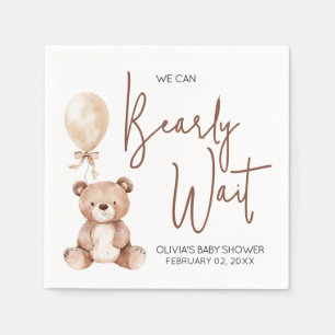 Brown Bear Balloon Baby Shower Napkin