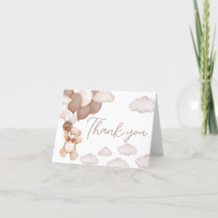 Brown Bear Balloon Bearly Wait Baby Shower Thank You Card
