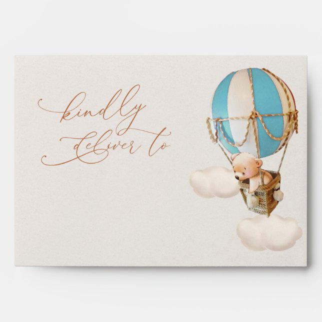 Brown Bear Balloons Baby Shower Envelope (Front)