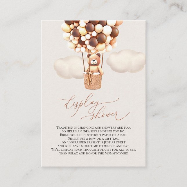 Brown Bear Balloons Display Shower Enclosure Card (Front)
