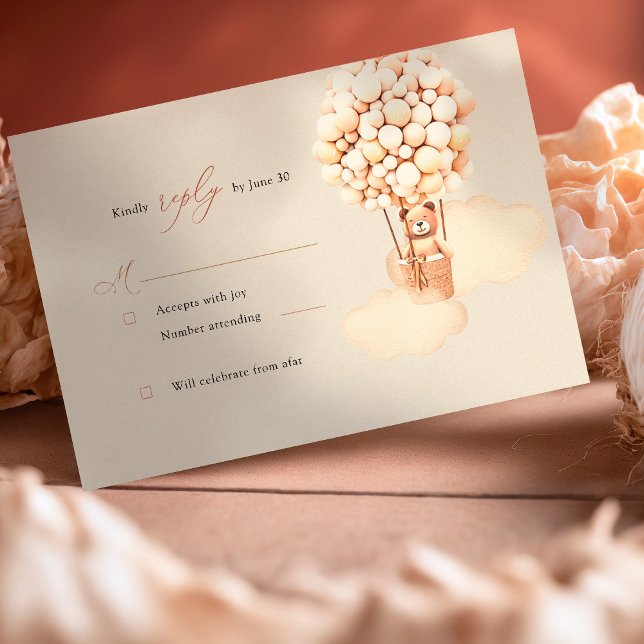 Brown Bear Balloons RSVP Reply Enclosure Card (Creator Uploaded)