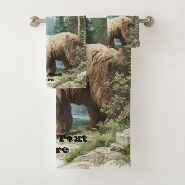 Brown Bear Bath Towel Set (Insitu)