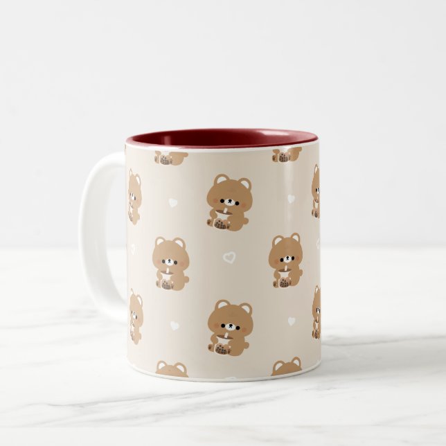 Brown Bear Boba Two-Tone Coffee Mug (Front Left)
