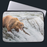 Brown Bear Catches Red Salmon Laptop Sleeve<br><div class="desc">Brown bears fish for red salmon at the falls of the Brooks River,  Katmai National Park,  southwest,  Alaska.</div>