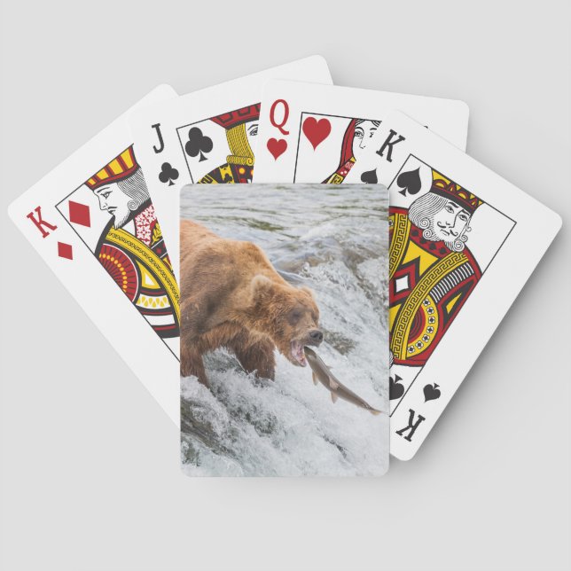 Brown Bear Catches Red Salmon Playing Cards (Back)